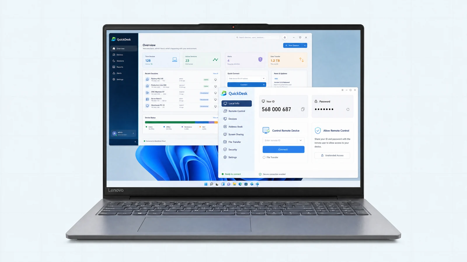 QuickDesk for Windows software interface