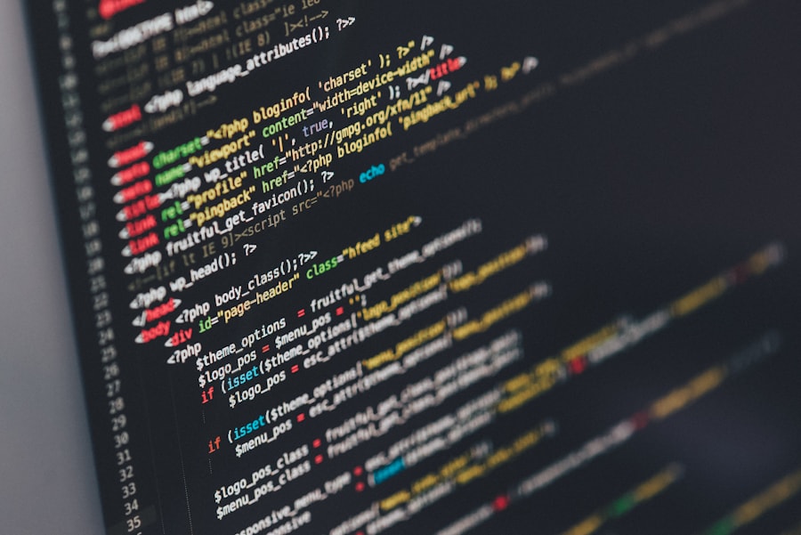Software code on a computer screen